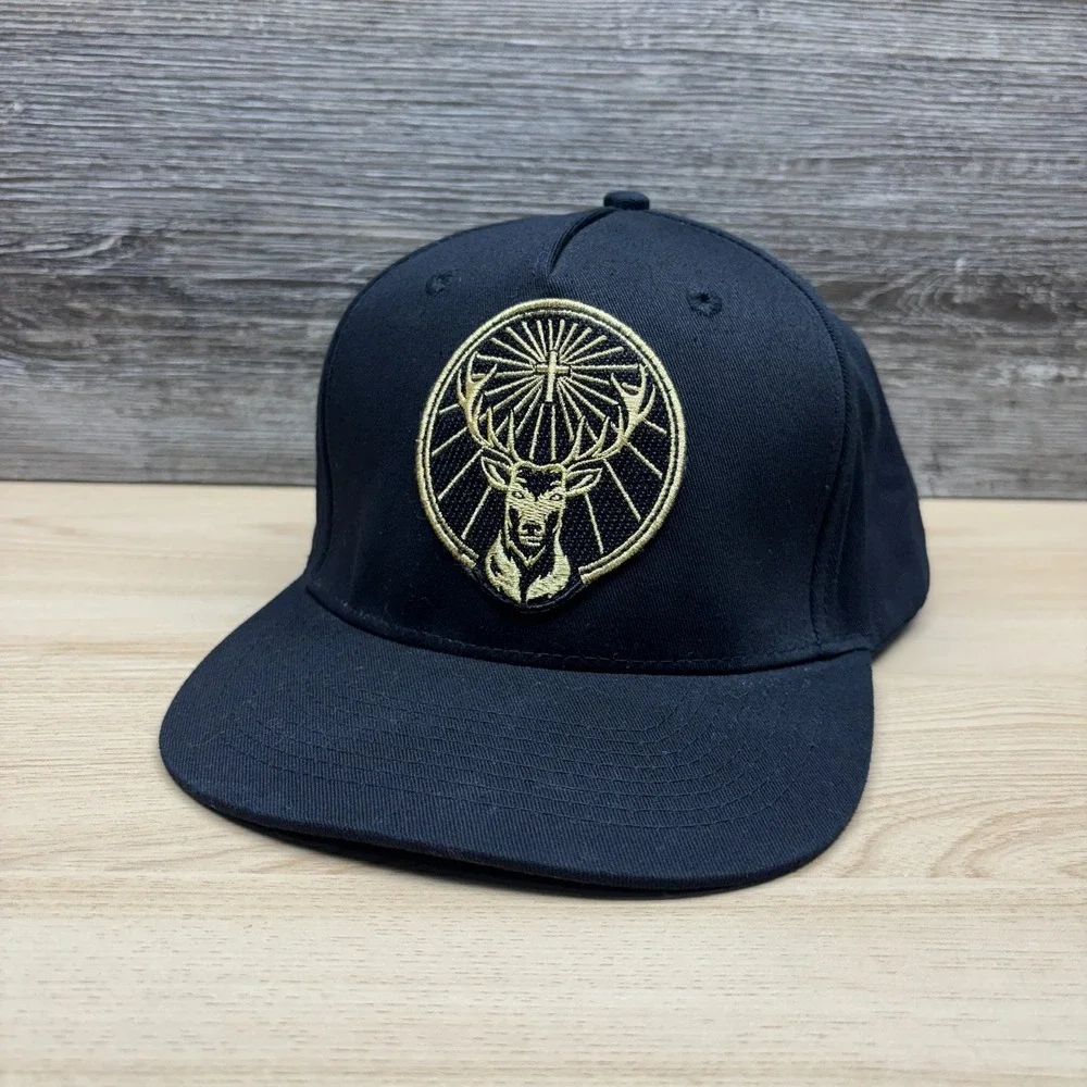 Jagermeister Hat Cap Snap Back Black Gold Embroidered Logo Beer Promo Adjustable